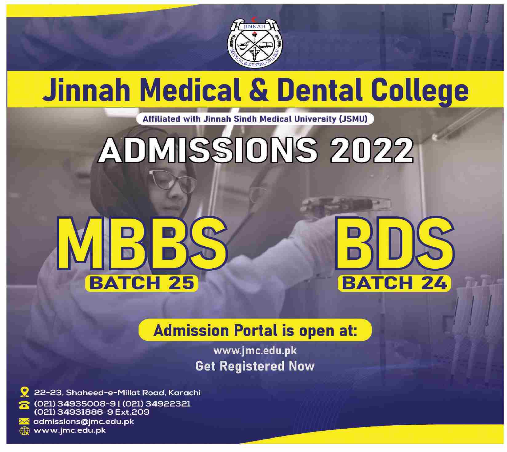 Jinnah Medical & Dental College Karachi Admissions 2021